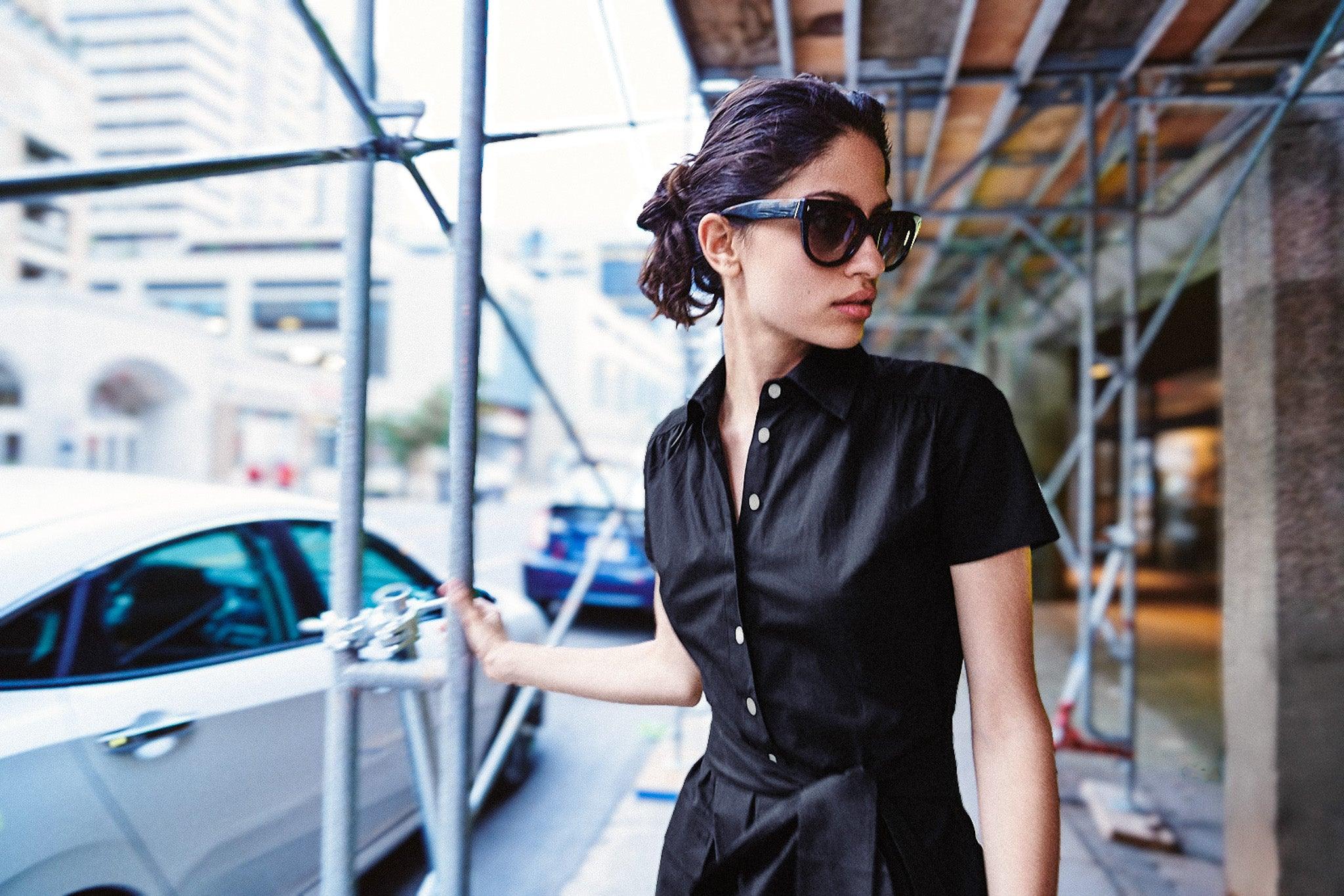 Cotton luxury Shirtdress black