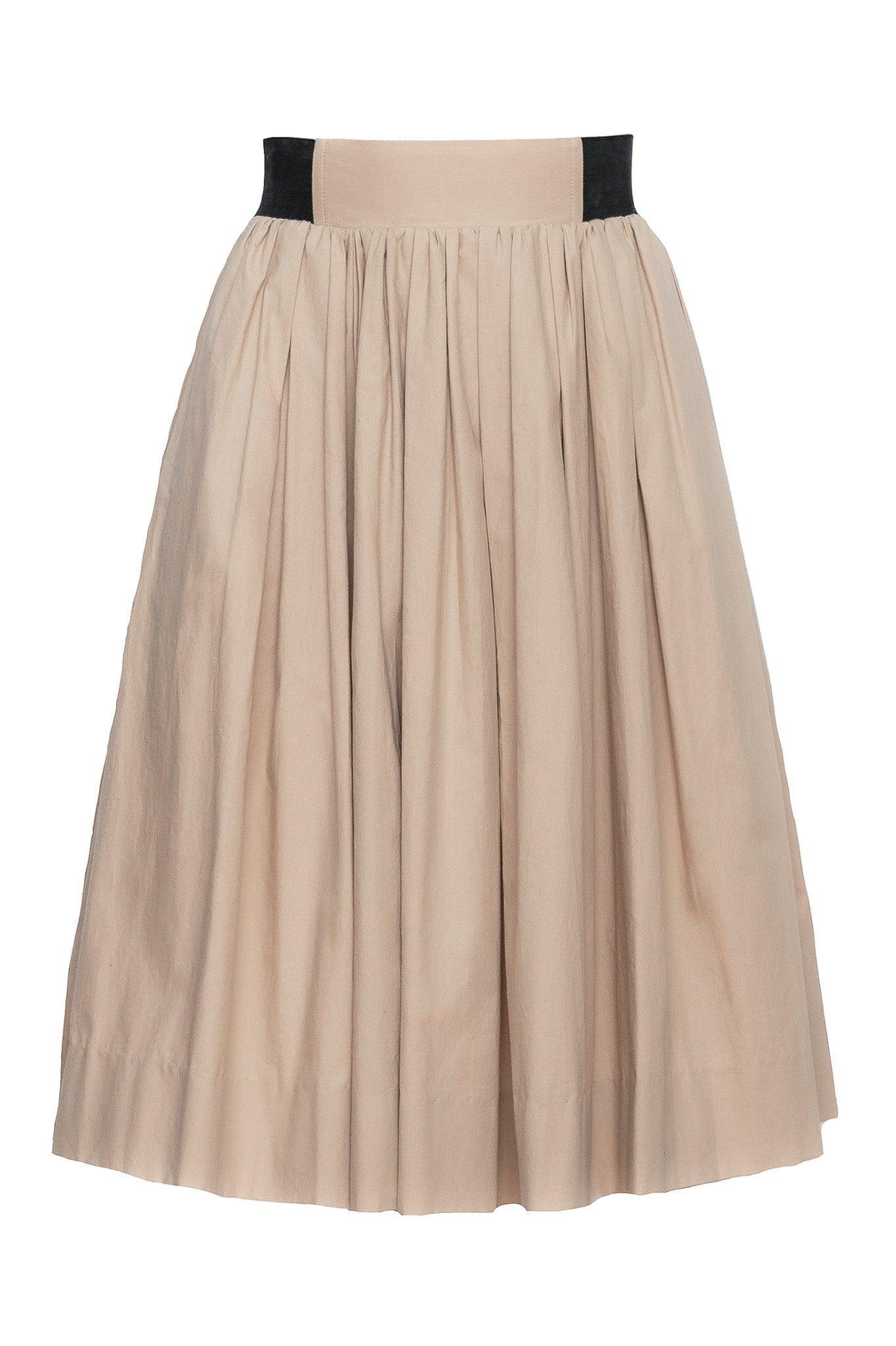 ELASTIC ENGINEERED COTTON SKIRT - LISA - BEIGE - Room 502