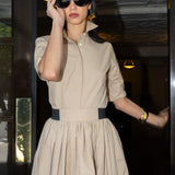ELASTIC ENGINEERED COTTON SKIRT - LISA - BEIGE - Room 502