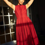 SLEEVELESS LUXURY DRESS - ANNA COTTON - RED - Room 502