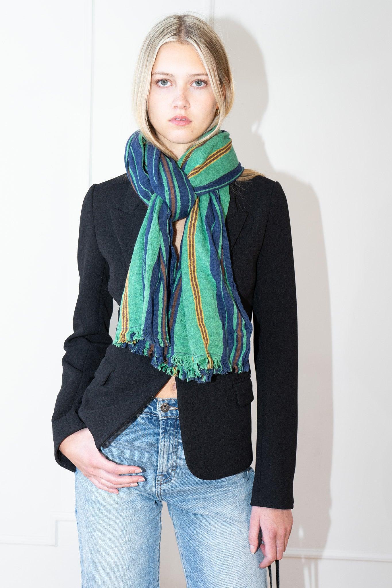 THE TRAVEL SCARF | HAND WOVEN COTTON | MODEL C | TURQUOISE - Room 502