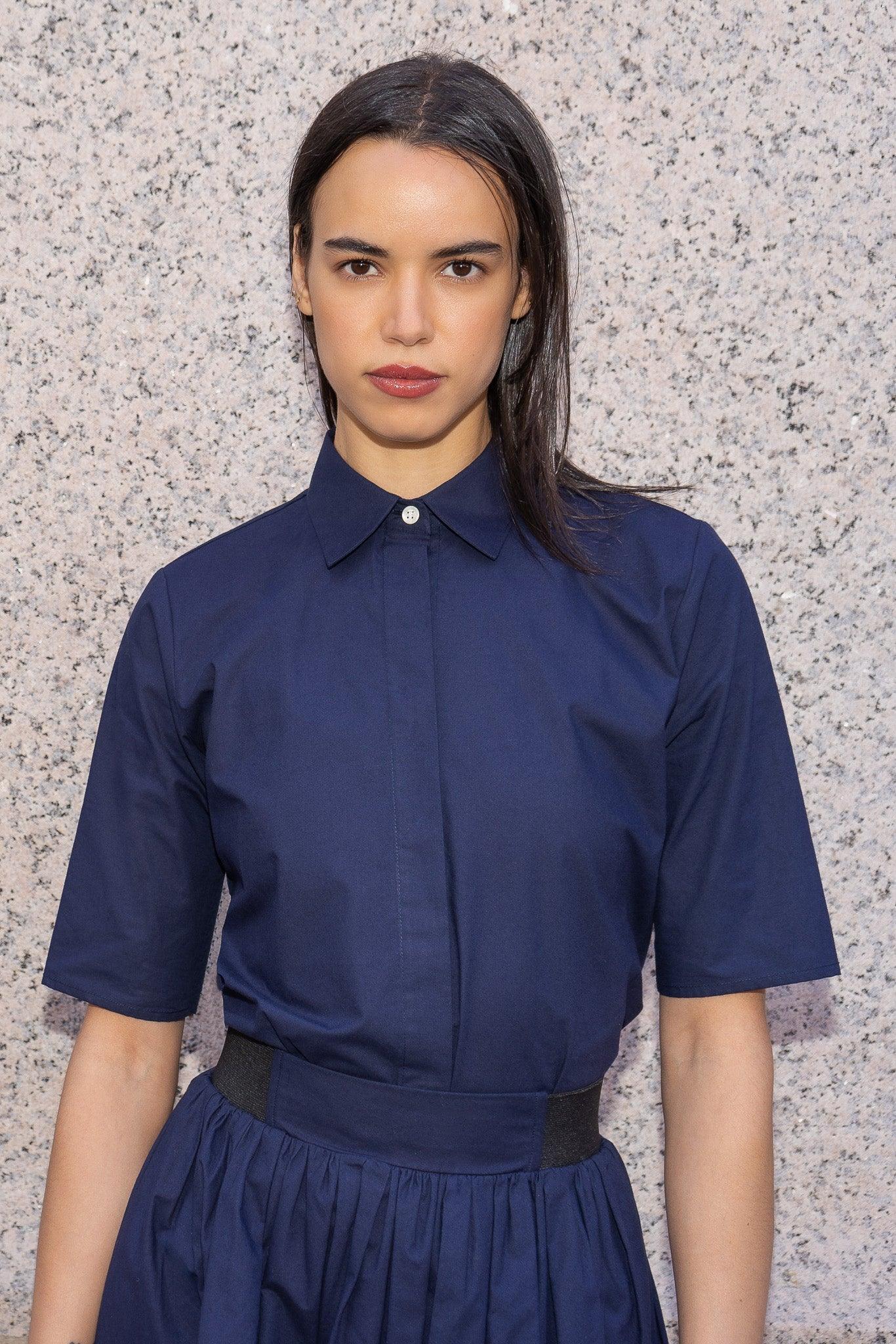 VERSATILE UNIFORM COTTON SHIRT - BRANDO - BLUE INDIGO - Room 502