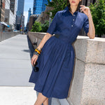 VERSATILE UNIFORM COTTON SHIRT - BRANDO - BLUE INDIGO - Room 502