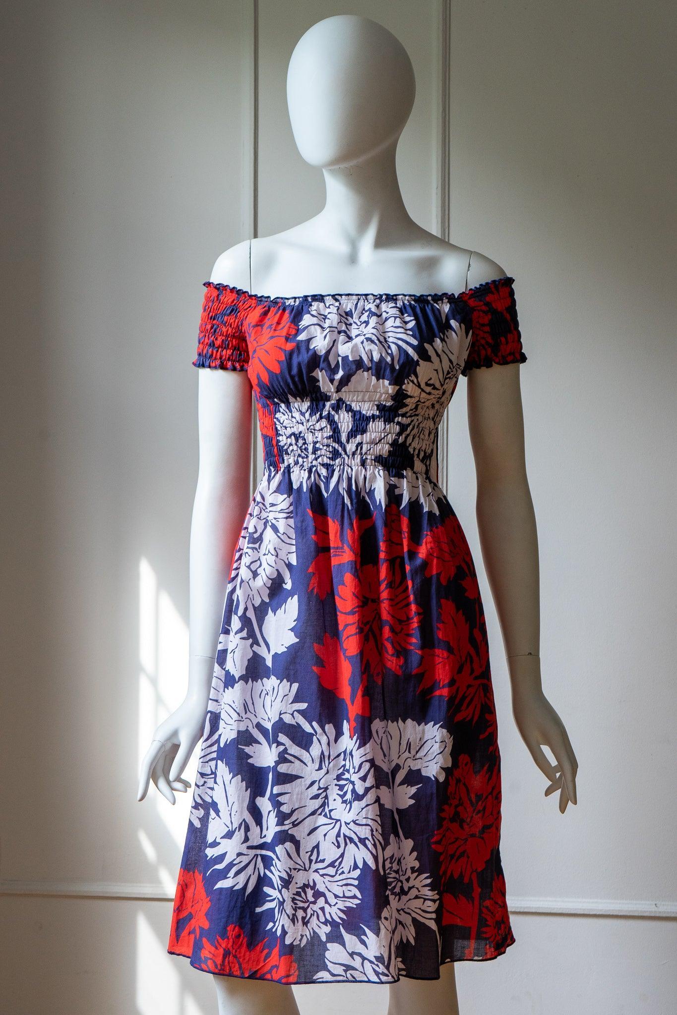 ANAIS SMOKED COTTON VOILE PRINT DRESS - Room 502