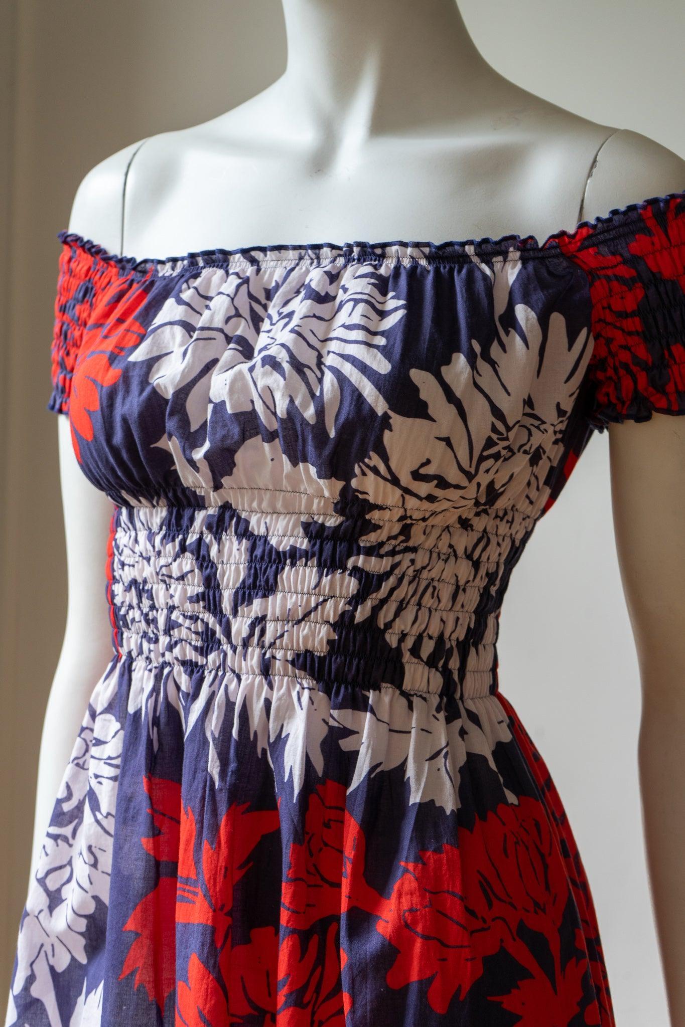 ANAIS SMOKED COTTON VOILE PRINT DRESS - Room 502