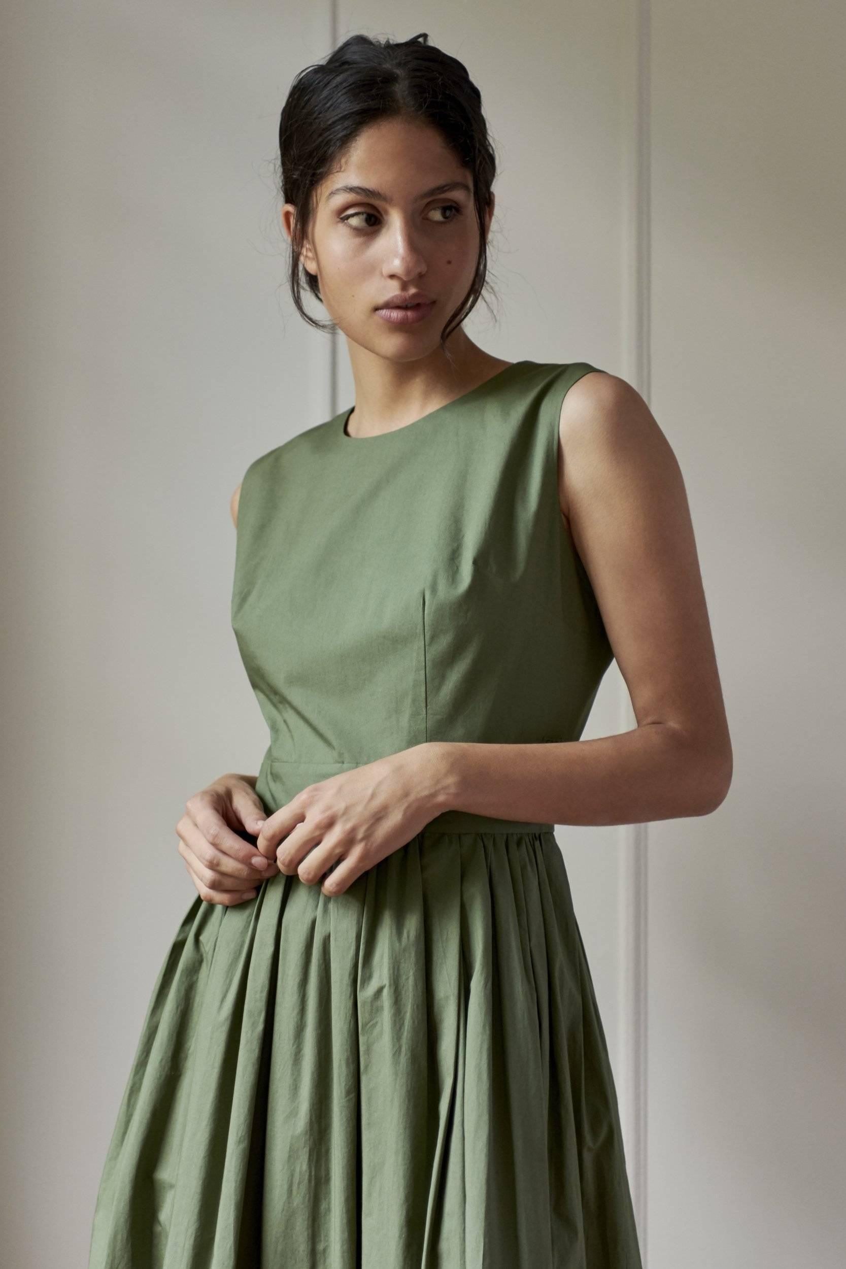 ANNA DRESS MODEL 5 - KHAKI GREEN - Room 502