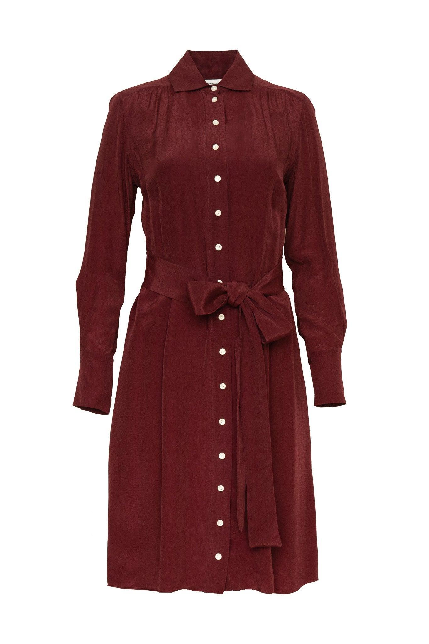 Charlotte Bordeaux Shirtdress Long Sleeve | Viscose | Room 502 Charlotte Bordeaux Shirtdress Long Sleeve | Viscose | Room 502