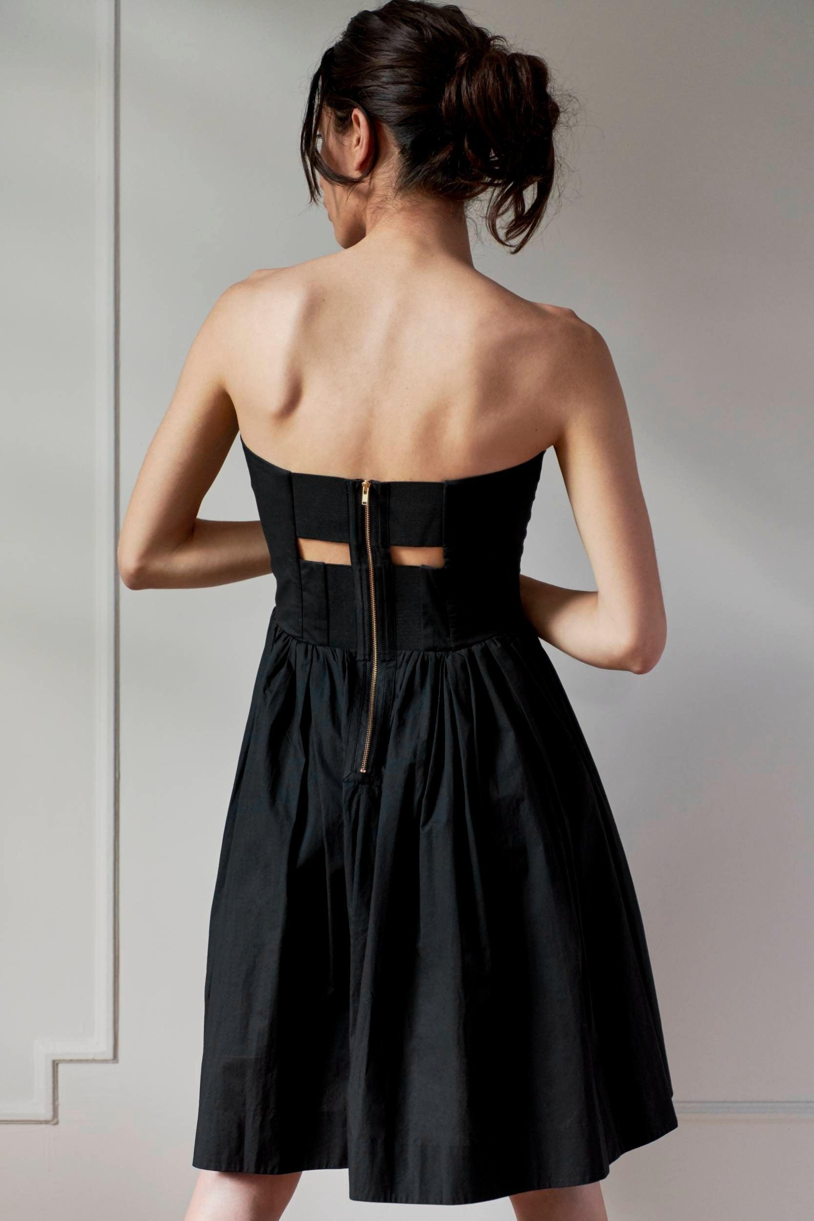COTTON STRAPLESS DRESS MODEL 3 - RULA - BLACK - Room 502