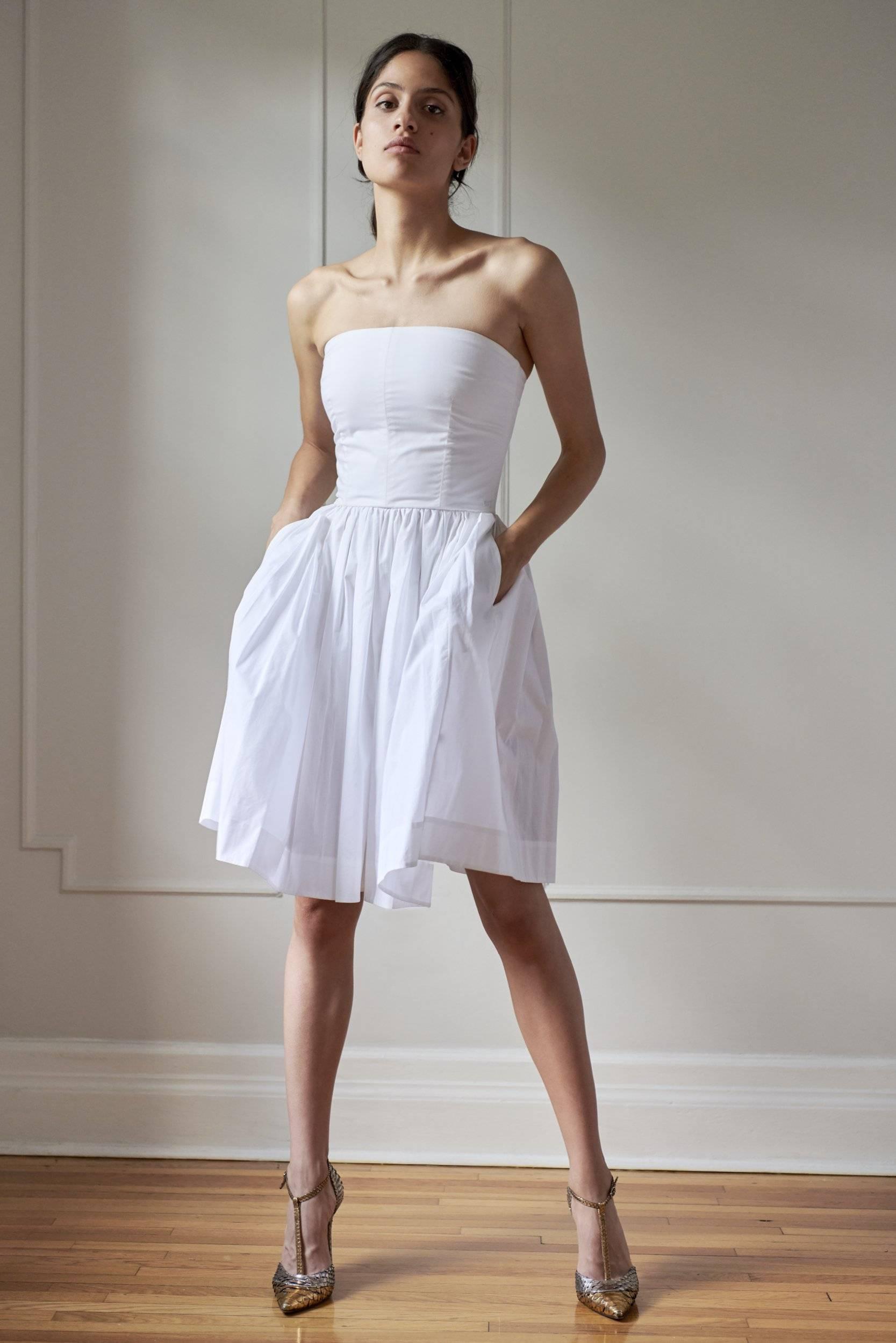 COTTON STRAPLESS DRESS MODEL 3 - RULA - WHITE - Room 502