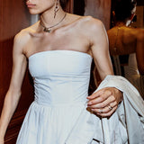 COTTON STRAPLESS DRESS MODEL 3 - RULA - WHITE - Room 502
