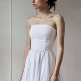 COTTON STRAPLESS DRESS MODEL 3 - RULA - WHITE - Room 502