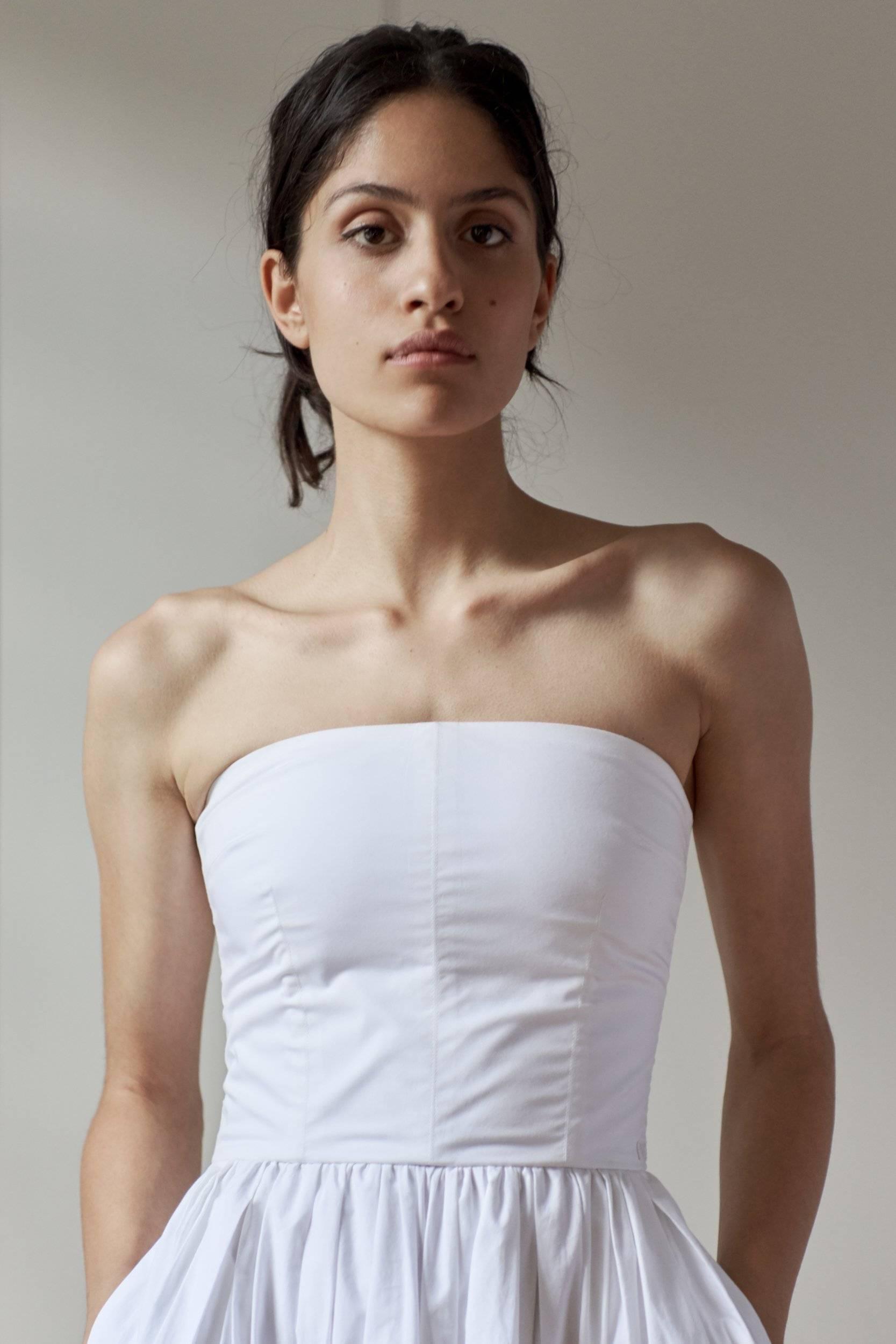 COTTON STRAPLESS DRESS MODEL 3 - RULA - WHITE - Room 502