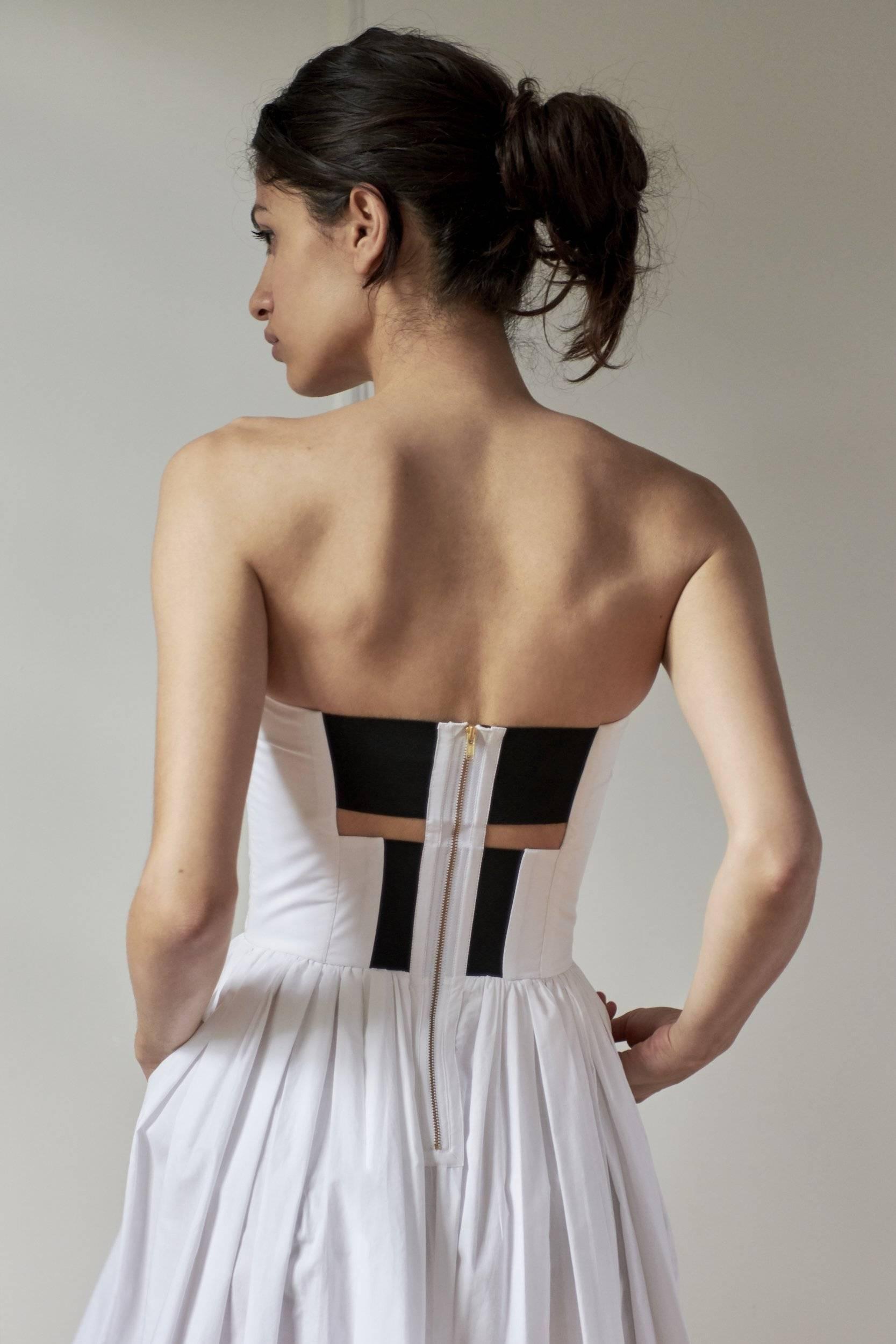 COTTON STRAPLESS DRESS MODEL 3 - RULA - WHITE - Room 502