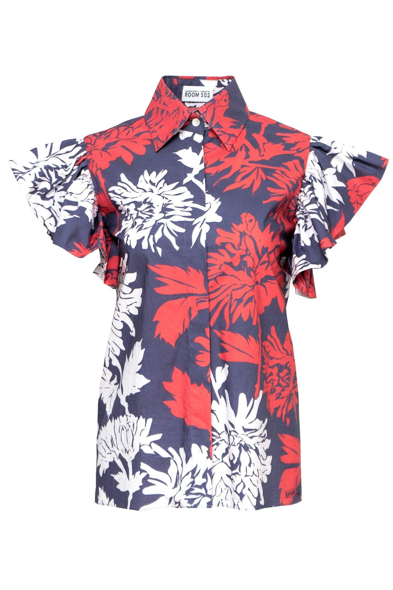 COUTURE PRINT RUFFLE BLOUSE - TINA - Room 502