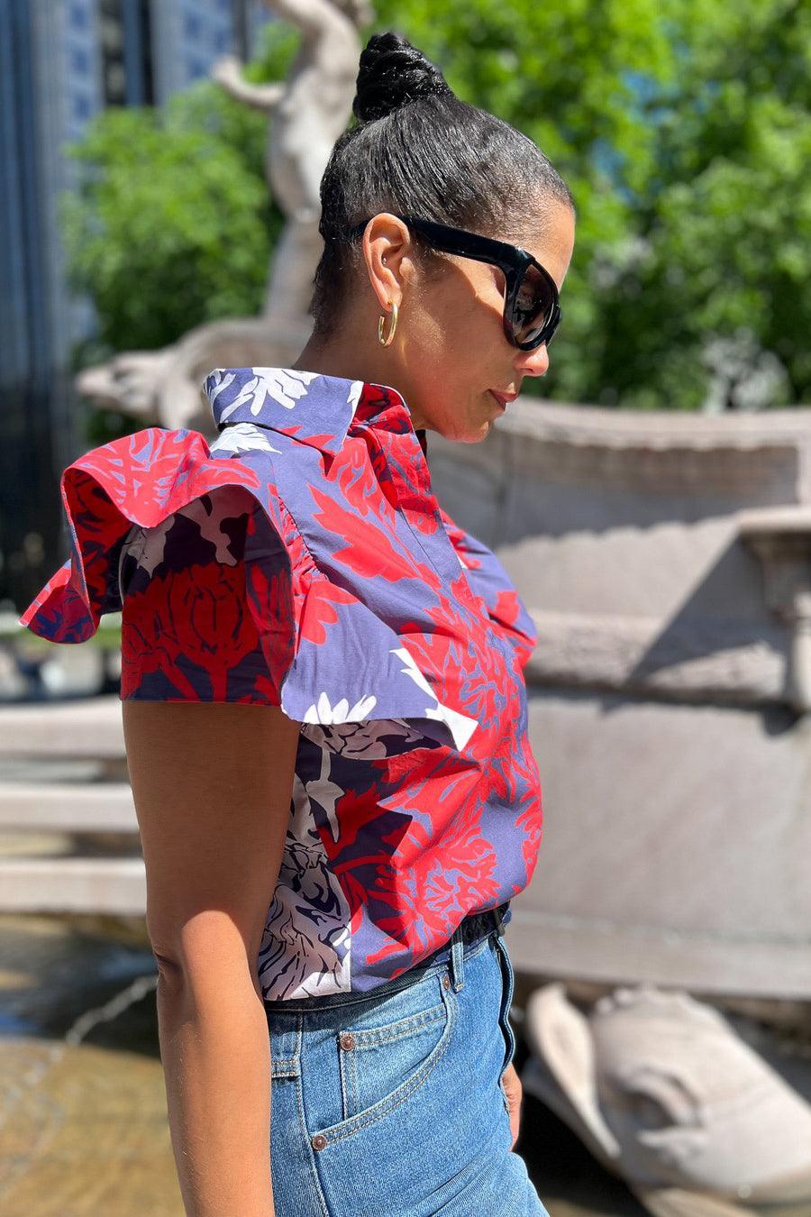 COUTURE PRINT RUFFLE BLOUSE - TINA - Room 502