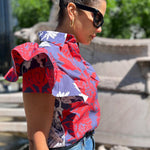 COUTURE PRINT RUFFLE BLOUSE - TINA - Room 502