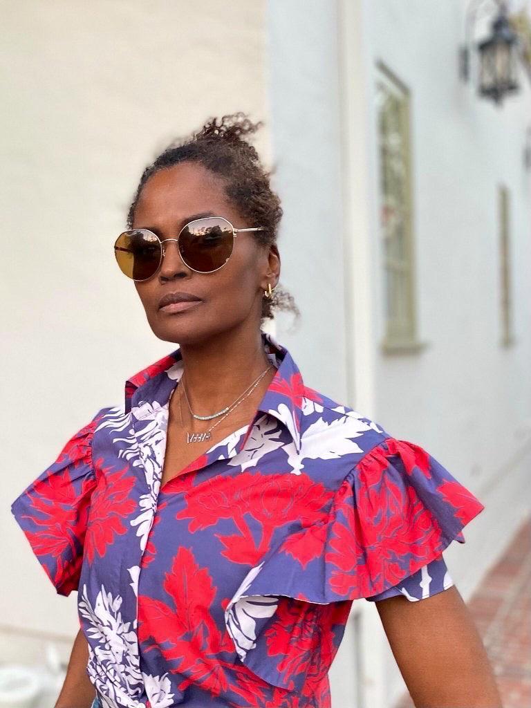 COUTURE PRINT RUFFLE BLOUSE - TINA - Room 502