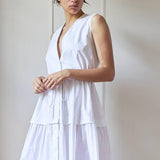 DRAWSTRING DRESS MODEL 1 VERONICA WHITE - Room 502