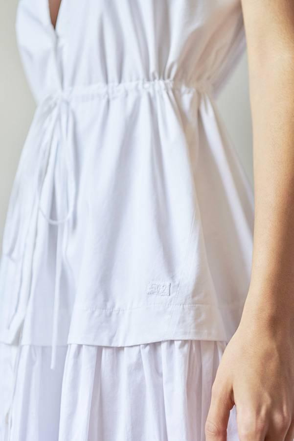 DRAWSTRING DRESS MODEL 1 VERONICA WHITE - Room 502