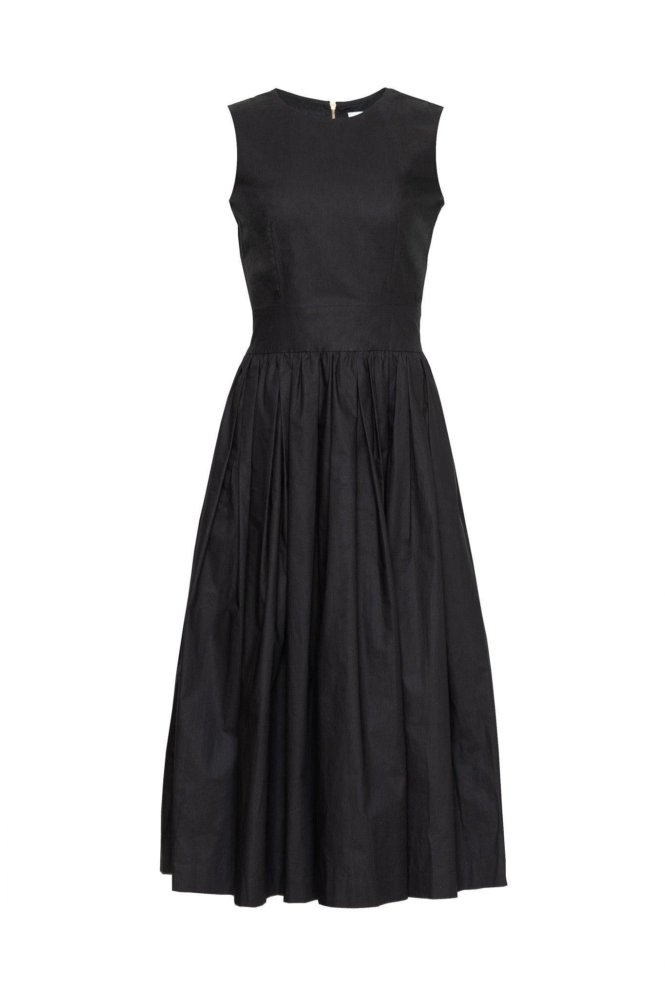 LUXURY SLEEVELESS DRESS - ANNA COTTON - BLACK - Room 502
