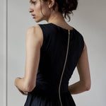 LUXURY SLEEVELESS DRESS - ANNA COTTON - BLACK - Room 502