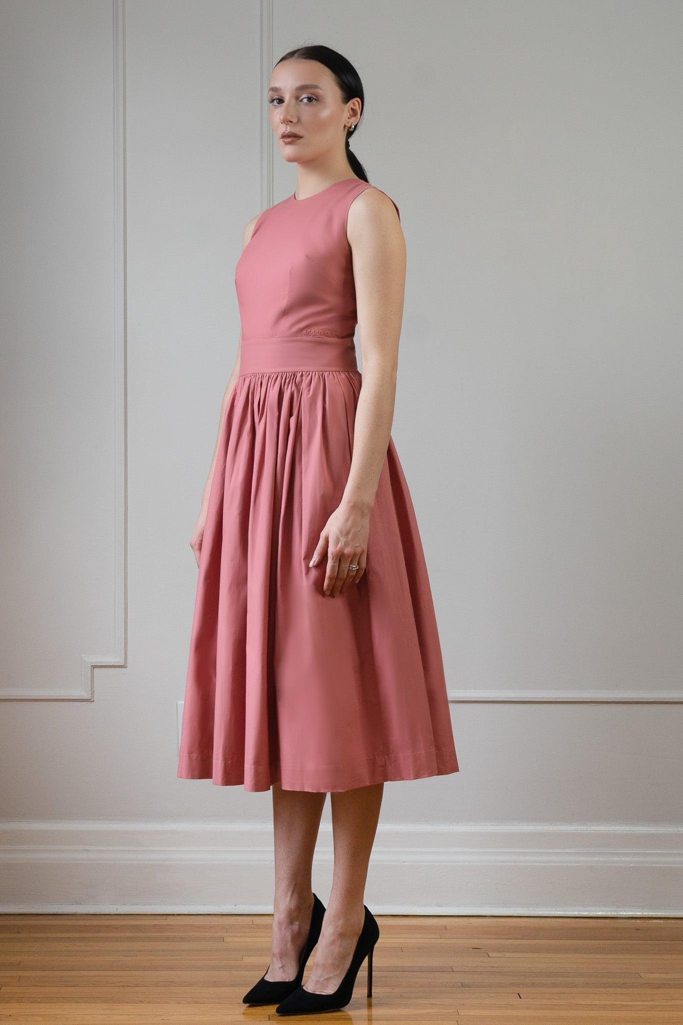 LUXURY SLEEVELESS DRESS - ANNA COTTON - ROSE - Room 502