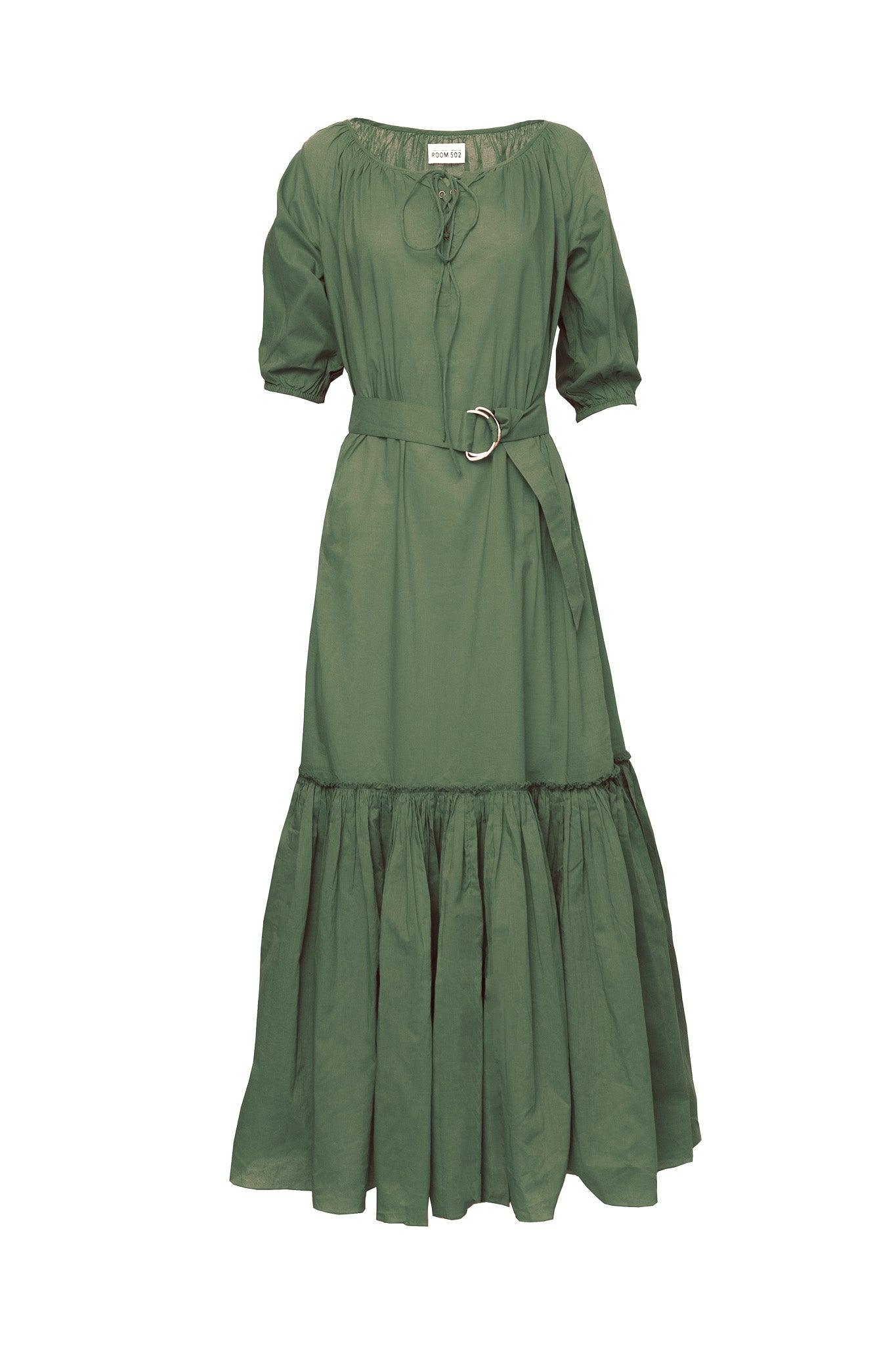 RESORT BEACH DRESS MODEL 8 LENA - KHAKI GREEN - Room 502