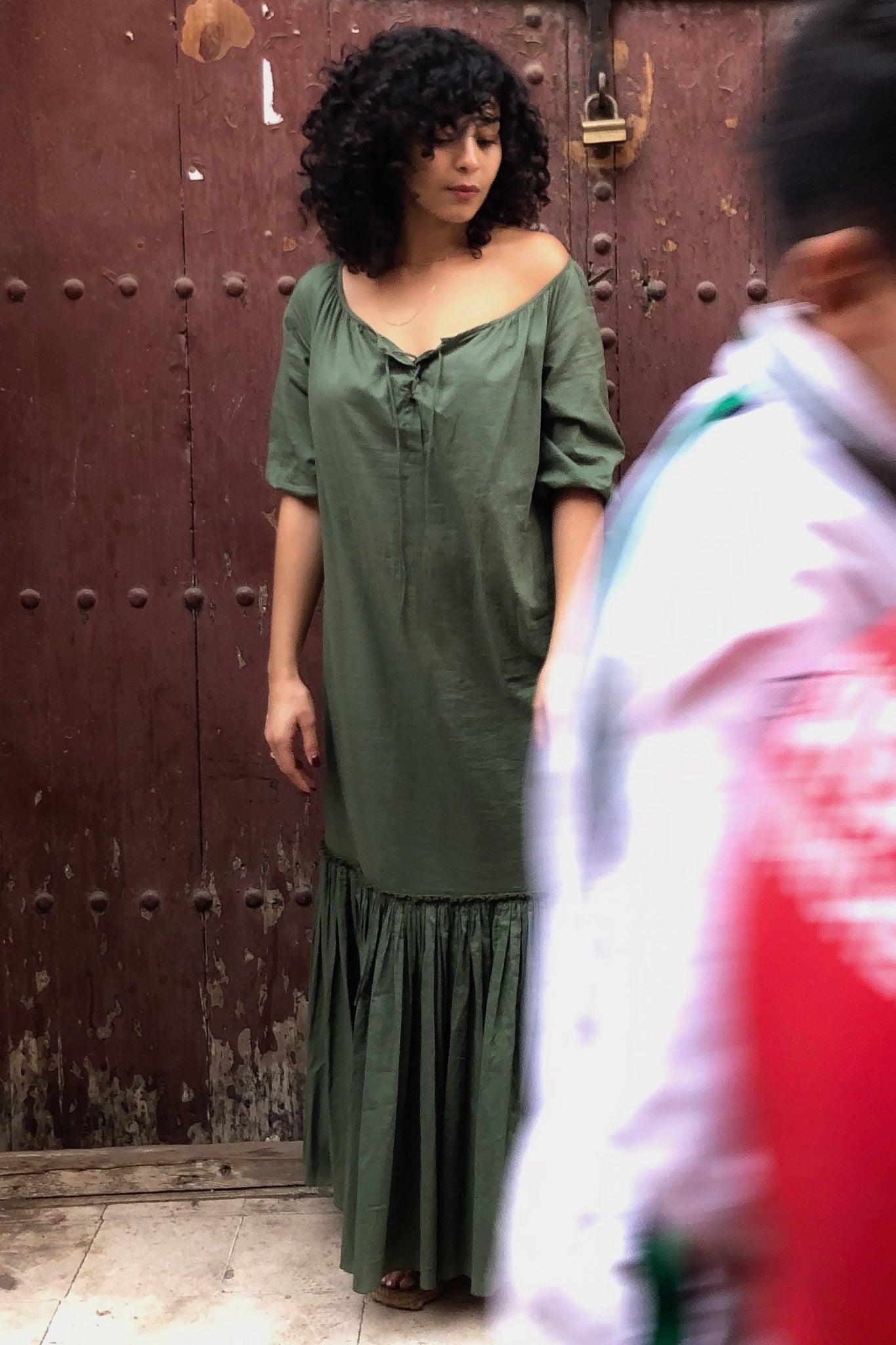 RESORT BEACH DRESS MODEL 8 LENA - KHAKI GREEN - Room 502