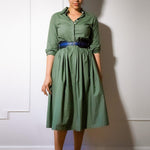 SHIRTDRESS MODEL 9 ZOE - KHAKI GREEN - Room 502