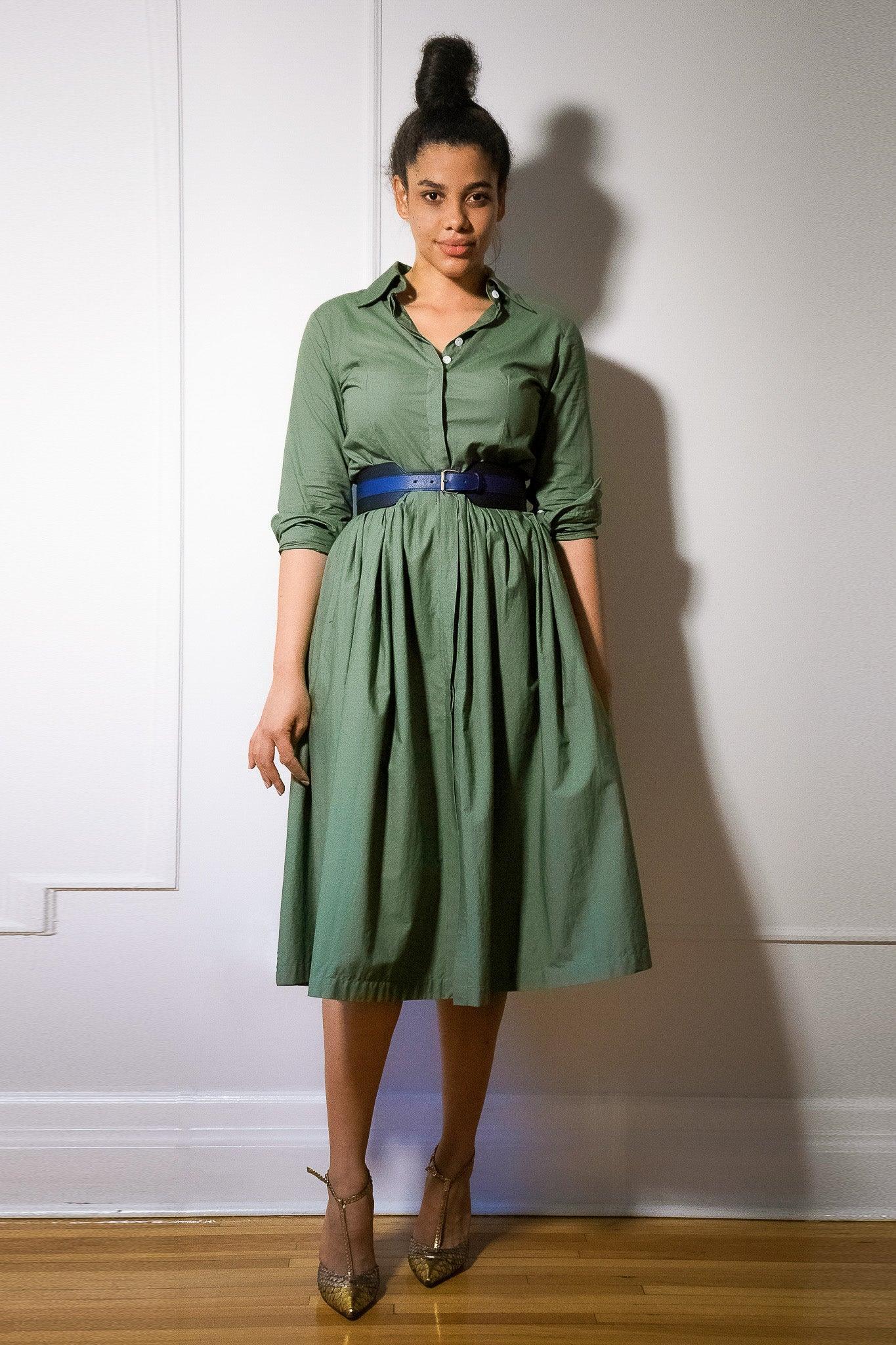 SHIRTDRESS MODEL 9 ZOE - KHAKI GREEN - Room 502