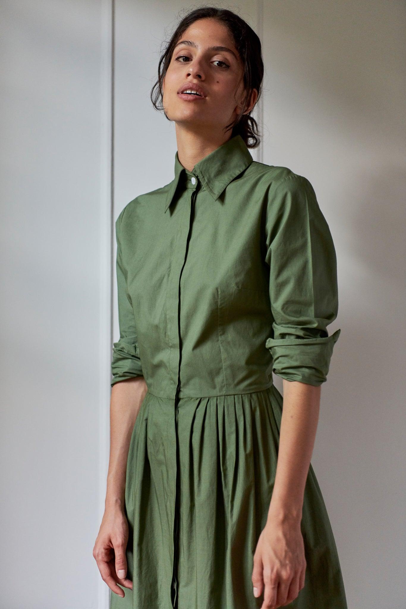 SHIRTDRESS MODEL 9 ZOE - KHAKI GREEN - Room 502