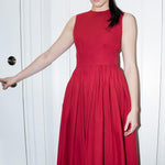 SLEEVELESS LUXURY DRESS - ANNA COTTON - RED - Room 502