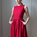 SLEEVELESS LUXURY DRESS - ANNA COTTON - RED - Room 502