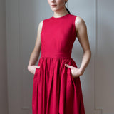 SLEEVELESS LUXURY DRESS - ANNA COTTON - RED - Room 502