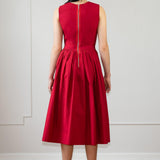 SLEEVELESS LUXURY DRESS - ANNA COTTON - RED - Room 502