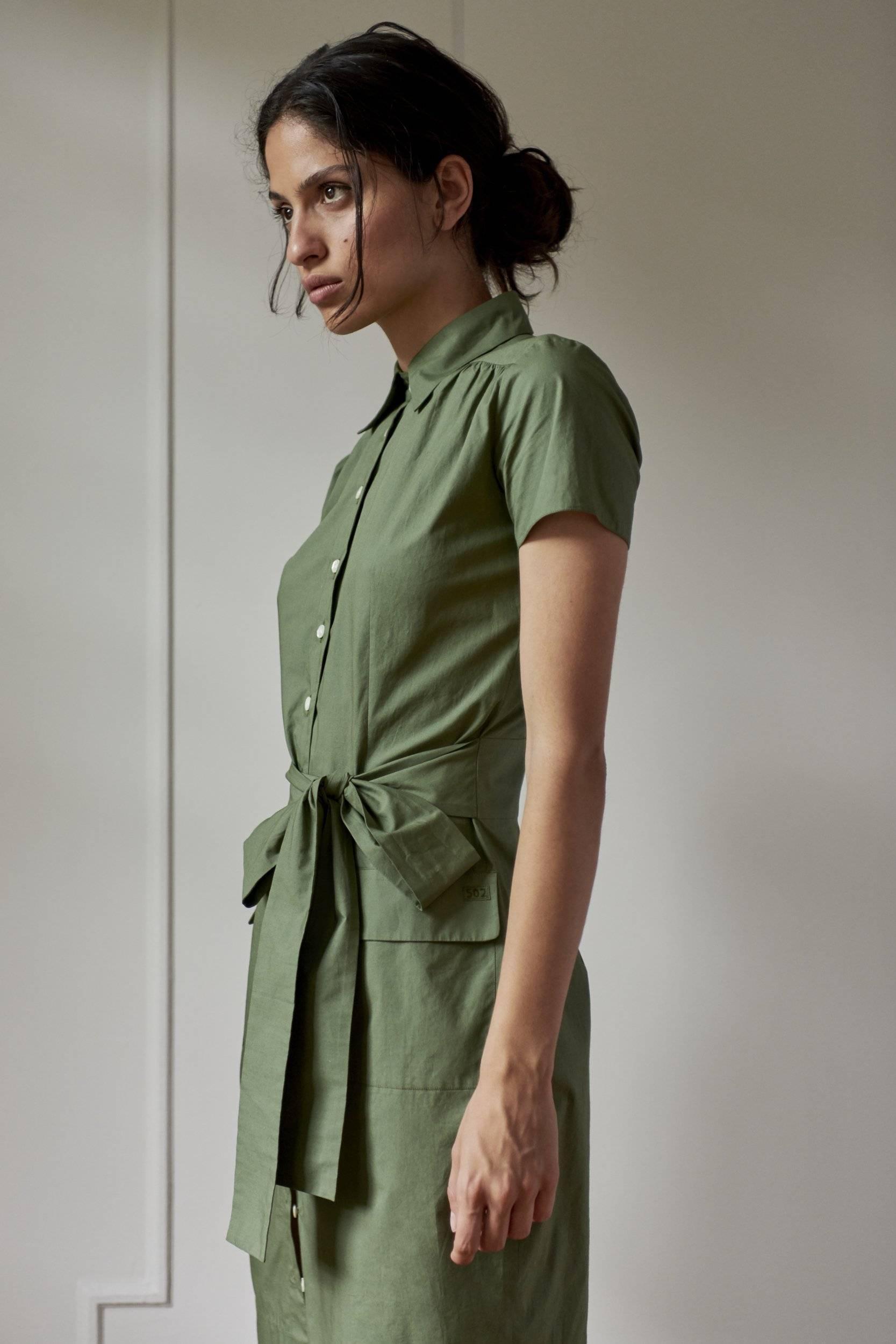 STEPHANIE PRESTIGE SHIRTDRESS MODEL 2 - KHAKI GREEN - Room 502