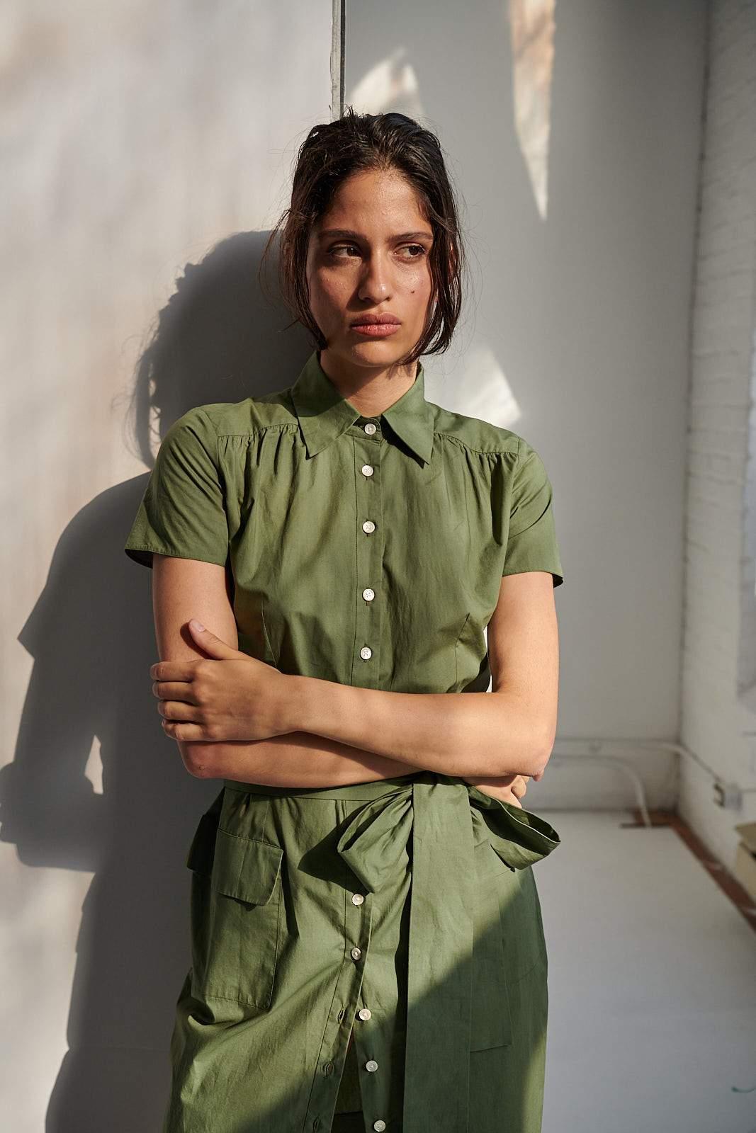 STEPHANIE PRESTIGE SHIRTDRESS MODEL 2 - KHAKI GREEN - Room 502