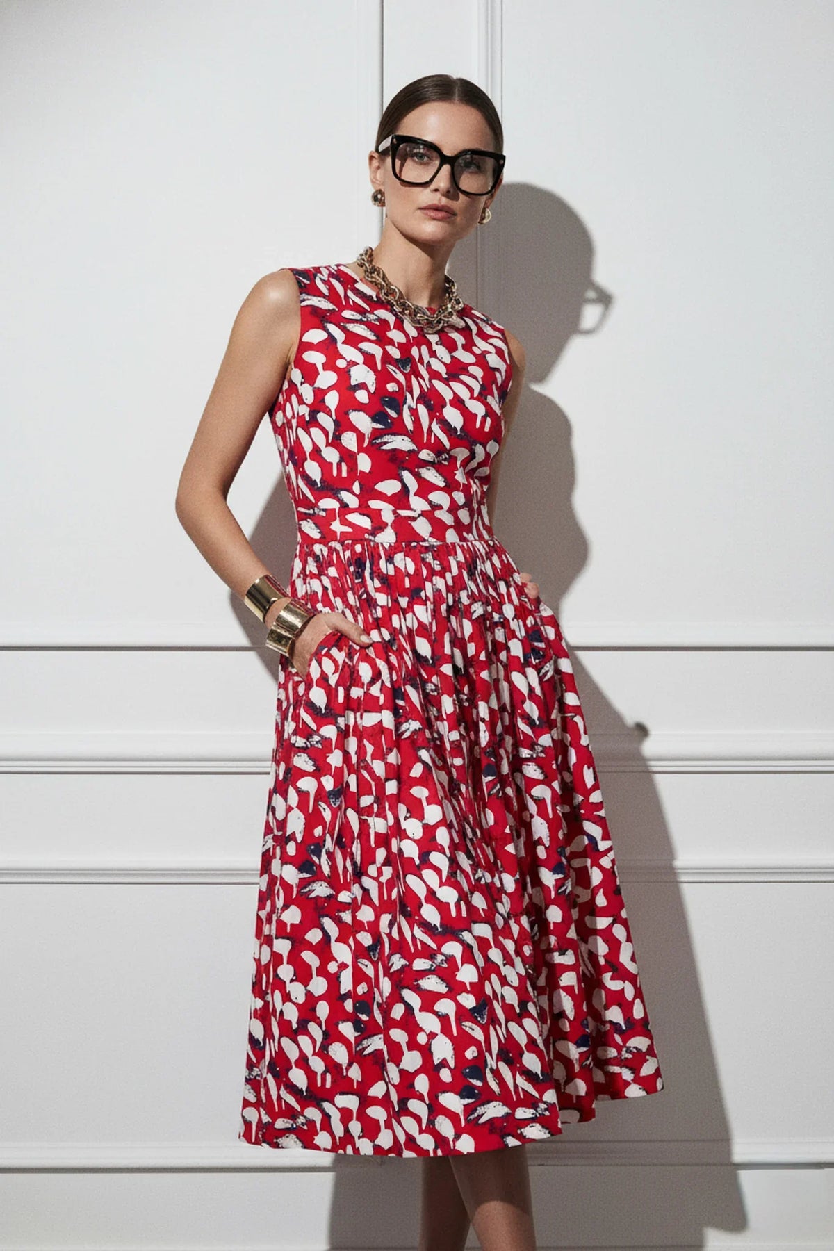 Anna Red Print Dress 6/38