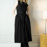LUXURY SLEEVELESS DRESS - ANNA COTTON  - BLACK