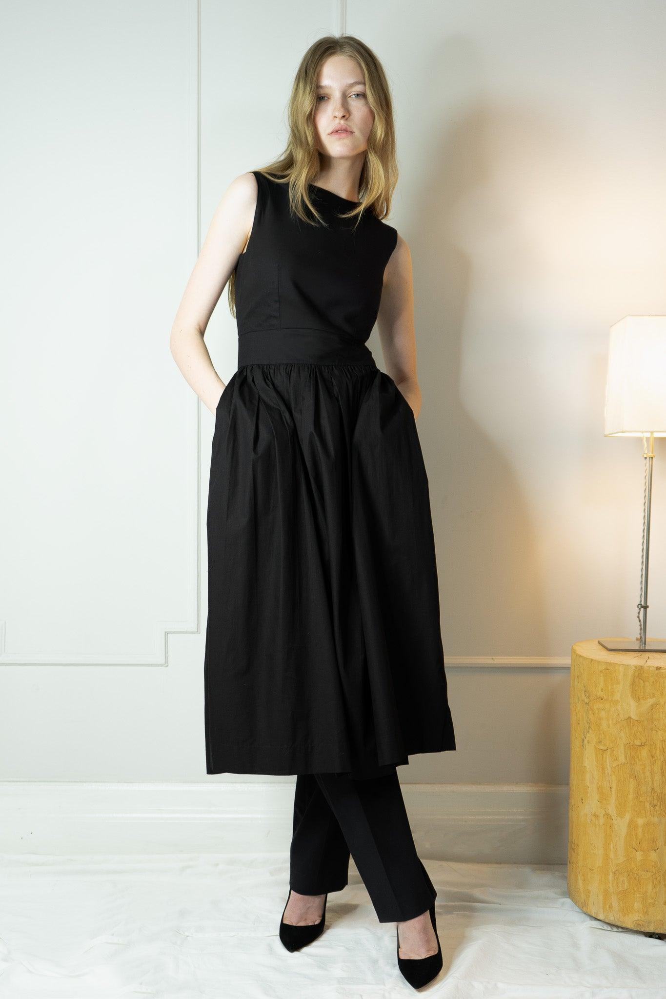 Anna Black Cotton Dress Pockets | Sleeveless Midi | Room 502 Anna Black Cotton Dress Pockets | Sleeveless Midi | Room 502