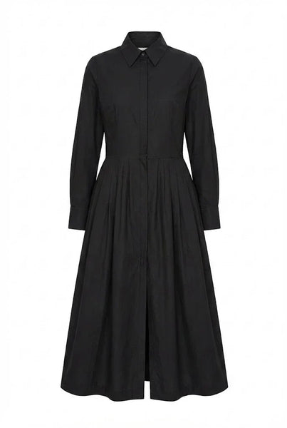 Zoe Black Cotton Shirtdress Pockets | Long Sleeve | Room 502