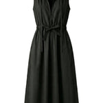 Black sleeveless Caftan dress with hidden pockets on a white background