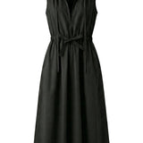 Black sleeveless Caftan dress with hidden pockets on a white background