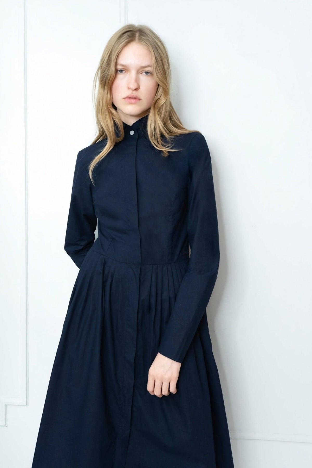 room 502 shirt dress Zoe Black Cotton Shirtdress Pockets | Long Sleeve