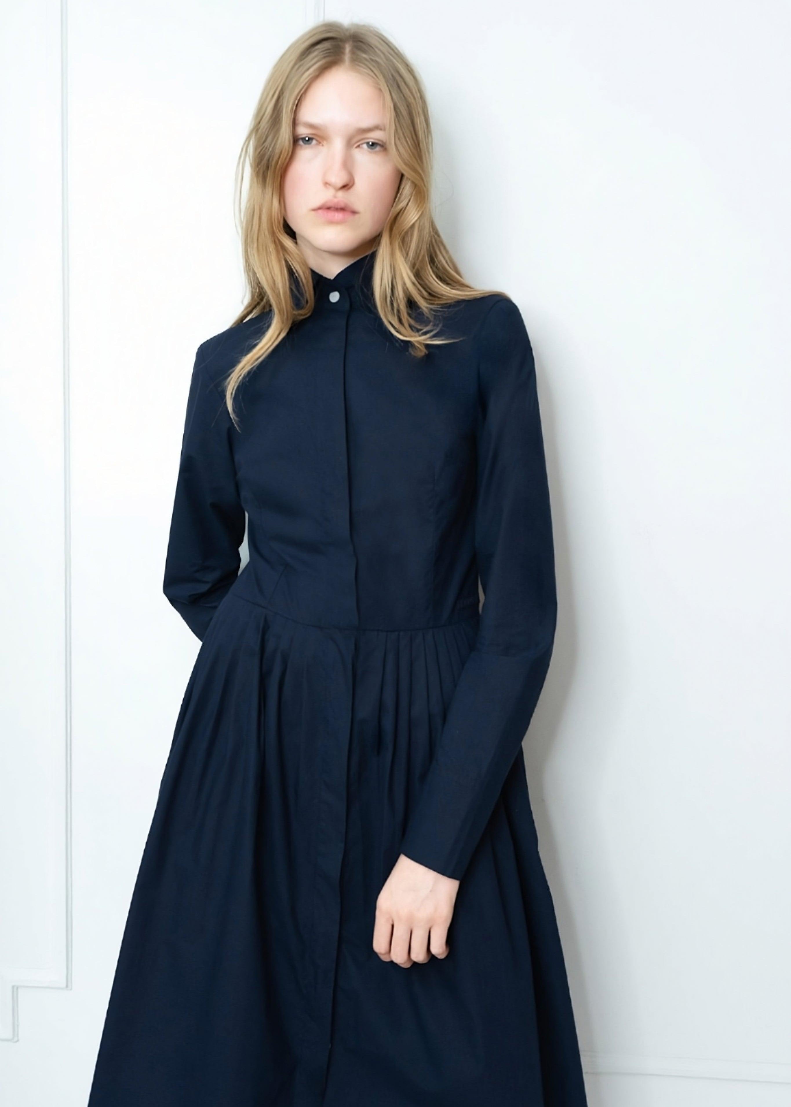 Blue Cotton Shirtdress Luxury Fashion Room 502