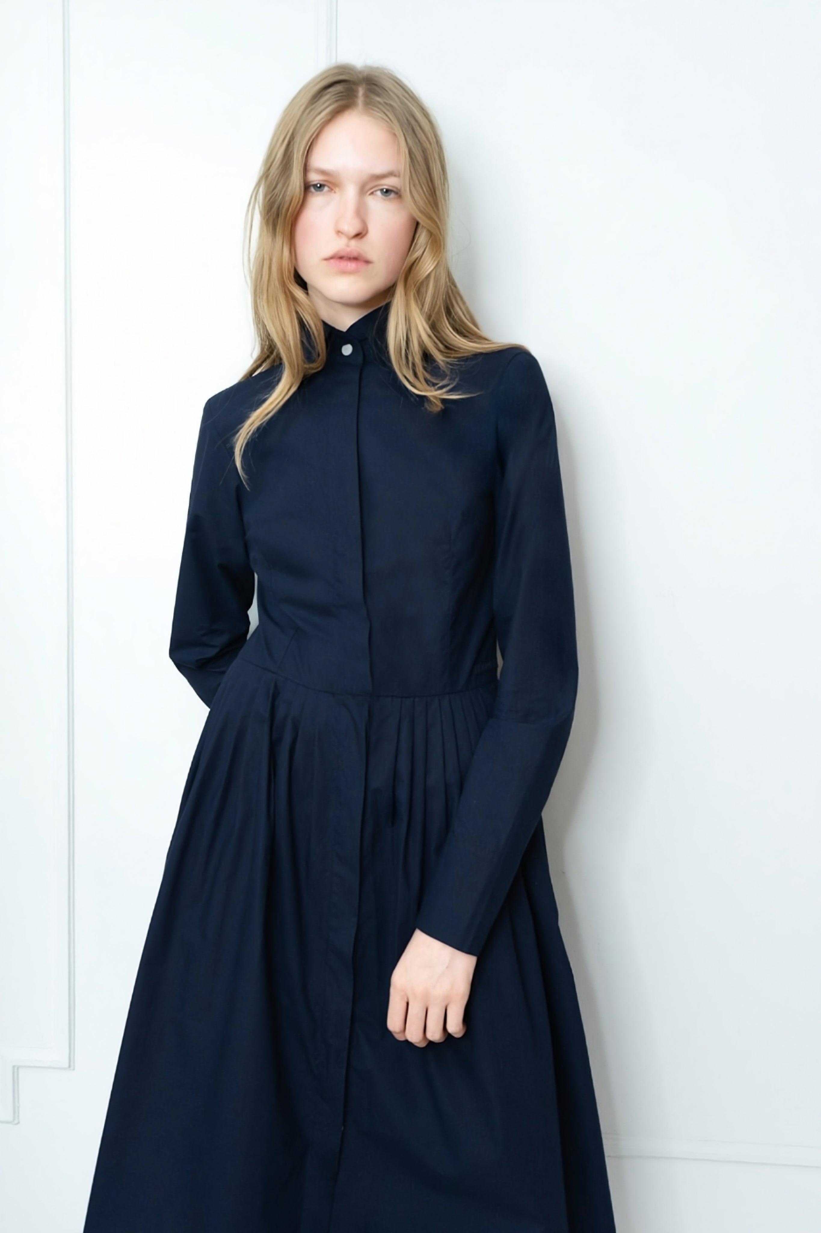 Blue Cotton Shirtdress Luxury Fashion Room 502