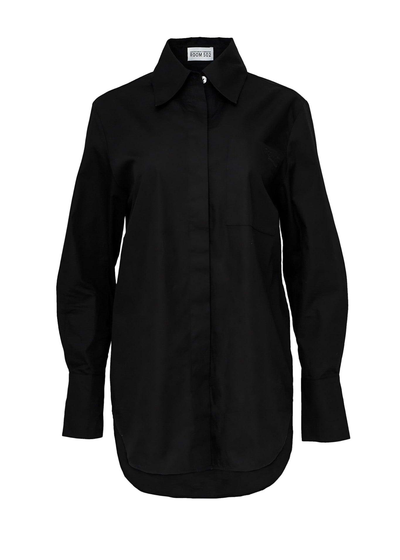 Carlyne black cotton shirt women classic button-up Room 502