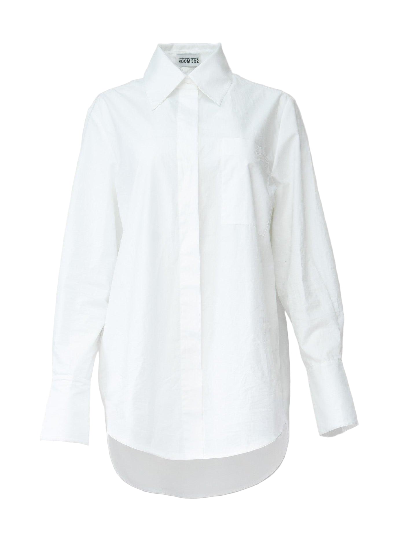Carlyne white cotton shirt women classic button-up Room 502