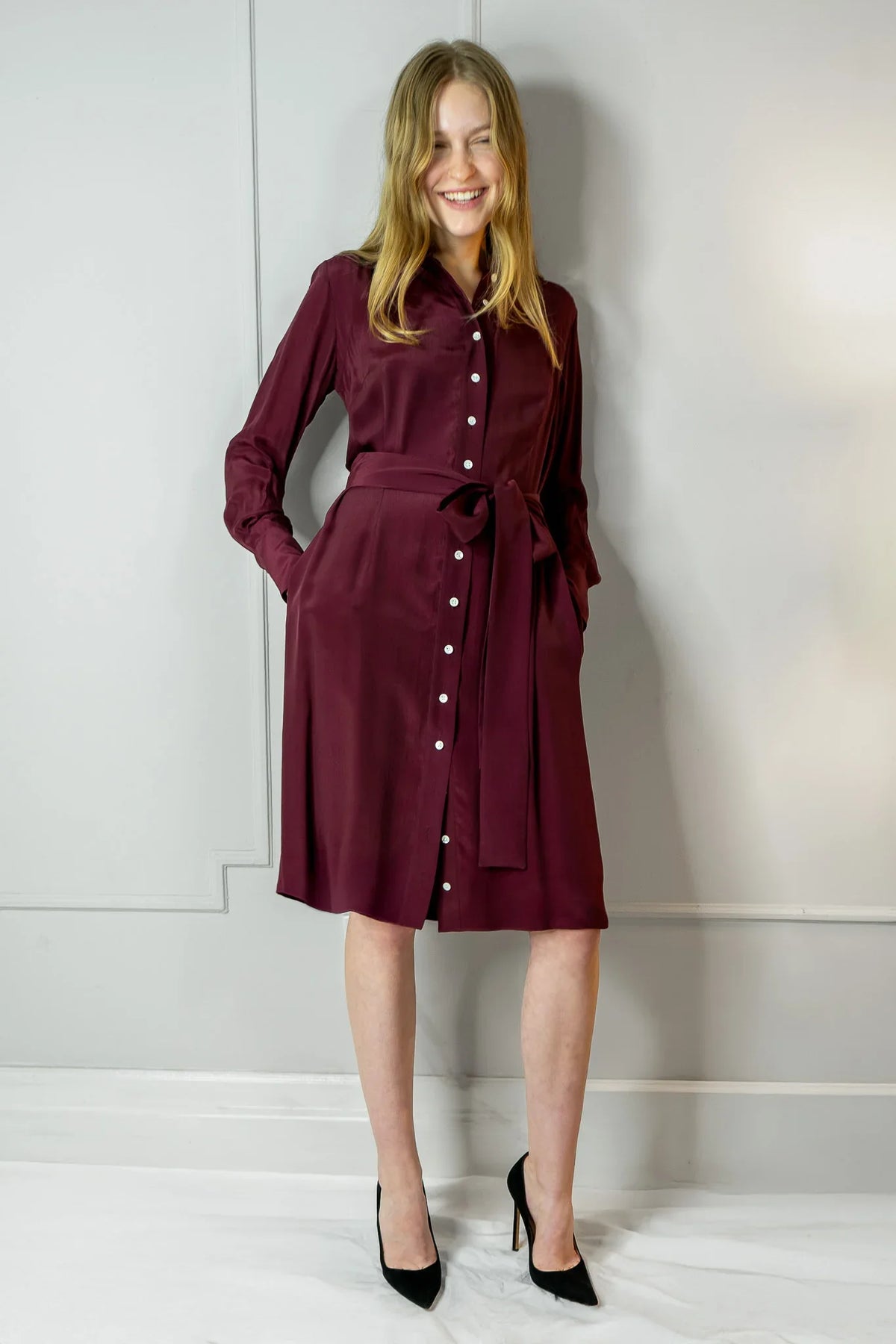 Charlotte Bordeaux Shirtdress Long Sleeve | Viscose