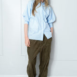 MARIE "COUTURE SHIRT" LIGHT BLUE + BLOCK PRINTED STRIPE